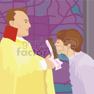 Priest Blessing Young Girl in Church