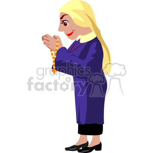 Praying Religious Illustration with Rosary