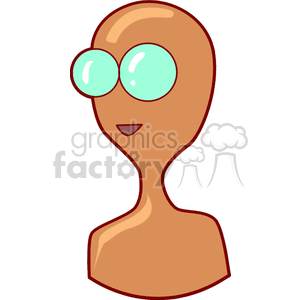 Cartoon Alien with Large Green Eyes