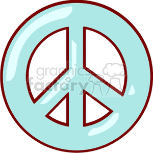 A clipart image of a glossy, light blue peace sign symbol.