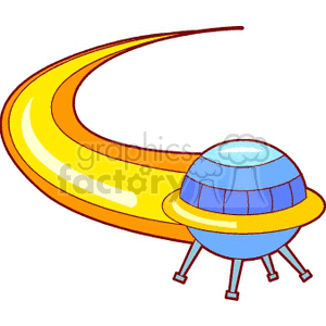 Colorful Cartoon UFO with Trail