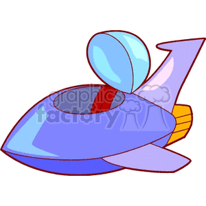 A cartoon-style purple spaceship with an open canopy, typical of sci-fi and UFO themes.