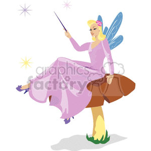Magical fairy sitting on a mushroom