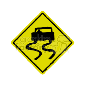 Slippery When Wet Road Sign