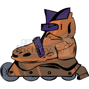 The clipart image shows a single brown and purple rollerblade with straps and wheels.