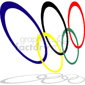 The image depicts a stylized version of the Olympic rings, which is a representation of the five Olympic rings in blue, yellow, black, green, and red. The rings overlap each other, symbolizing the unity of the five inhabited continents (according to the Olympic philosophy) and the meeting of athletes from around the world at the Olympic Games.
