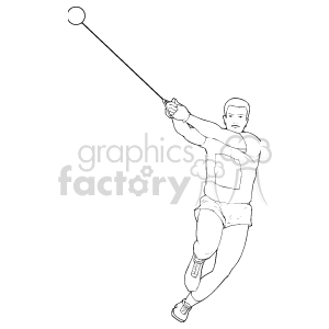   The clipart image depicts a male athlete in the motion of throwing a javelin. The athlete is shown with one arm extended forward, holding the javelin, while the other arm is bent and pulled back. The sportsman