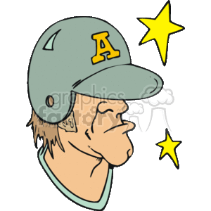 Funny Cartoon Baseball Player Seeing Stars