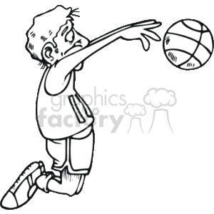 Cartoon basketball player passing the ball