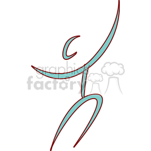 A minimalist sketch-style clipart of a person joyfully dancing or jumping, depicted with smooth curves and simplistic lines. The figure is outlined in red with a teal accent.