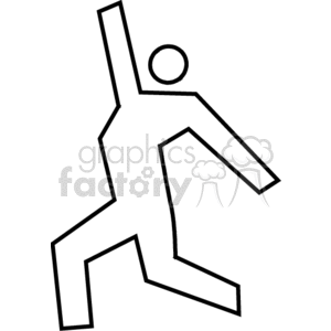 Clipart image of a simplistic human figure in motion with one arm raised.