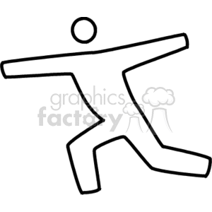 A simple, black and white clipart image of a stick figure in a dynamic pose, possibly representing movement or exercise.