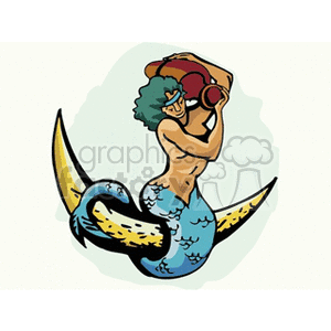 Clipart image of an Aquarius zodiac sign represented by a person with a jug of water and a fish tail.