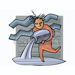 Clipart of a stylized figure holding a large container pouring water, possibly representing the Aquarius zodiac sign.
