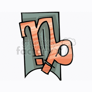 Clipart image of the Capricorn zodiac sign, featuring a stylized representation of the symbol in shades of orange and green.