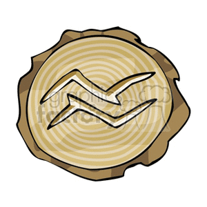 Clipart image of the Aquarius zodiac sign depicted on a wooden log background.