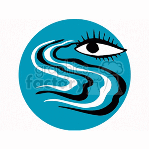 Clipart image of a stylized eye within a circular design, incorporating wavy, flowing lines that resemble water. This is often associated with horoscopes and star signs, particularly Aquarius.
