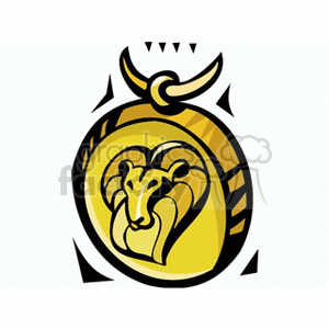 This clipart image features a gold medallion with a lion's head, symbolizing the Leo zodiac sign.