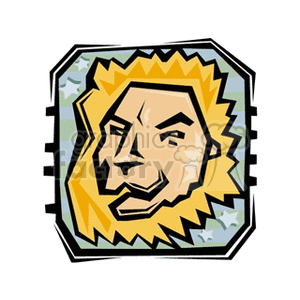 A clipart illustration representing the Leo zodiac sign, featuring a stylized lion's face with a mane.