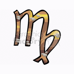 A colorful clipart image depicting the zodiac sign Virgo with a striped pattern and small stones.