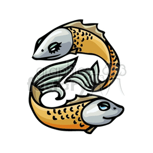 A clipart image depicting two fish, symbolizing the Pisces zodiac sign. The fish are illustrated in a circular pattern, representing the astrological water sign Pisces.