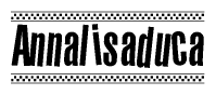 The image contains the text Annalisaduca in a bold, stylized font, with a checkered flag pattern bordering the top and bottom of the text.