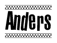 The image contains the text Anders in a bold, stylized font, with a checkered flag pattern bordering the top and bottom of the text.