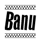 Banu Bold Text with Racing Checkerboard Pattern Border