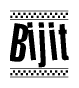 The clipart image displays the text Bijit in a bold, stylized font. It is enclosed in a rectangular border with a checkerboard pattern running below and above the text, similar to a finish line in racing. 
