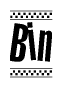 The clipart image displays the text Bin in a bold, stylized font. It is enclosed in a rectangular border with a checkerboard pattern running below and above the text, similar to a finish line in racing. 
