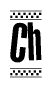 The clipart image displays the text Ch in a bold, stylized font. It is enclosed in a rectangular border with a checkerboard pattern running below and above the text, similar to a finish line in racing. 