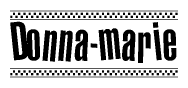 The clipart image displays the text Donna-marie in a bold, stylized font. It is enclosed in a rectangular border with a checkerboard pattern running below and above the text, similar to a finish line in racing. 