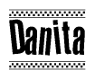 Danita Bold Text with Racing Checkerboard Pattern Border