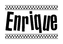 The clipart image displays the text Enrique in a bold, stylized font. It is enclosed in a rectangular border with a checkerboard pattern running below and above the text, similar to a finish line in racing. 