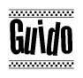 Guido Bold Text with Racing Checkerboard Pattern Border