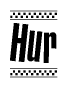 The clipart image displays the text Hur in a bold, stylized font. It is enclosed in a rectangular border with a checkerboard pattern running below and above the text, similar to a finish line in racing. 