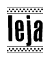 The image contains the text Ieja in a bold, stylized font, with a checkered flag pattern bordering the top and bottom of the text.