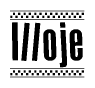 The image contains the text Illoje in a bold, stylized font, with a checkered flag pattern bordering the top and bottom of the text.