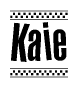The clipart image displays the text Kaie in a bold, stylized font. It is enclosed in a rectangular border with a checkerboard pattern running below and above the text, similar to a finish line in racing. 