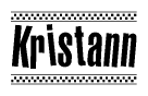 The clipart image displays the text Kristann in a bold, stylized font. It is enclosed in a rectangular border with a checkerboard pattern running below and above the text, similar to a finish line in racing. 