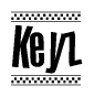 The clipart image displays the text Keyz in a bold, stylized font. It is enclosed in a rectangular border with a checkerboard pattern running below and above the text, similar to a finish line in racing. 