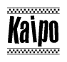 The clipart image displays the text Kaipo in a bold, stylized font. It is enclosed in a rectangular border with a checkerboard pattern running below and above the text, similar to a finish line in racing. 