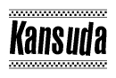 The image contains the text Kansuda in a bold, stylized font, with a checkered flag pattern bordering the top and bottom of the text.