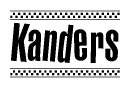 The clipart image displays the text Kanders in a bold, stylized font. It is enclosed in a rectangular border with a checkerboard pattern running below and above the text, similar to a finish line in racing. 