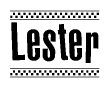 Lester Bold Text with Racing Checkerboard Pattern Border