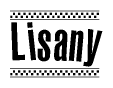 The clipart image displays the text Lisany in a bold, stylized font. It is enclosed in a rectangular border with a checkerboard pattern running below and above the text, similar to a finish line in racing. 