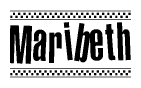 The clipart image displays the text Maribeth in a bold, stylized font. It is enclosed in a rectangular border with a checkerboard pattern running below and above the text, similar to a finish line in racing. 