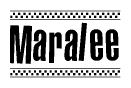 The clipart image displays the text Maralee in a bold, stylized font. It is enclosed in a rectangular border with a checkerboard pattern running below and above the text, similar to a finish line in racing. 