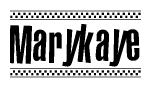 The clipart image displays the text Marykaye in a bold, stylized font. It is enclosed in a rectangular border with a checkerboard pattern running below and above the text, similar to a finish line in racing. 