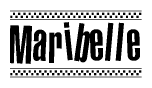 The image contains the text Maribelle in a bold, stylized font, with a checkered flag pattern bordering the top and bottom of the text.